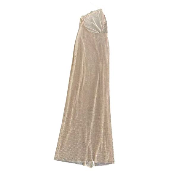 Self-Portrait Champagne Rhinestone Lace Trim Maxi Dress US 4 - Picture 8 of 10